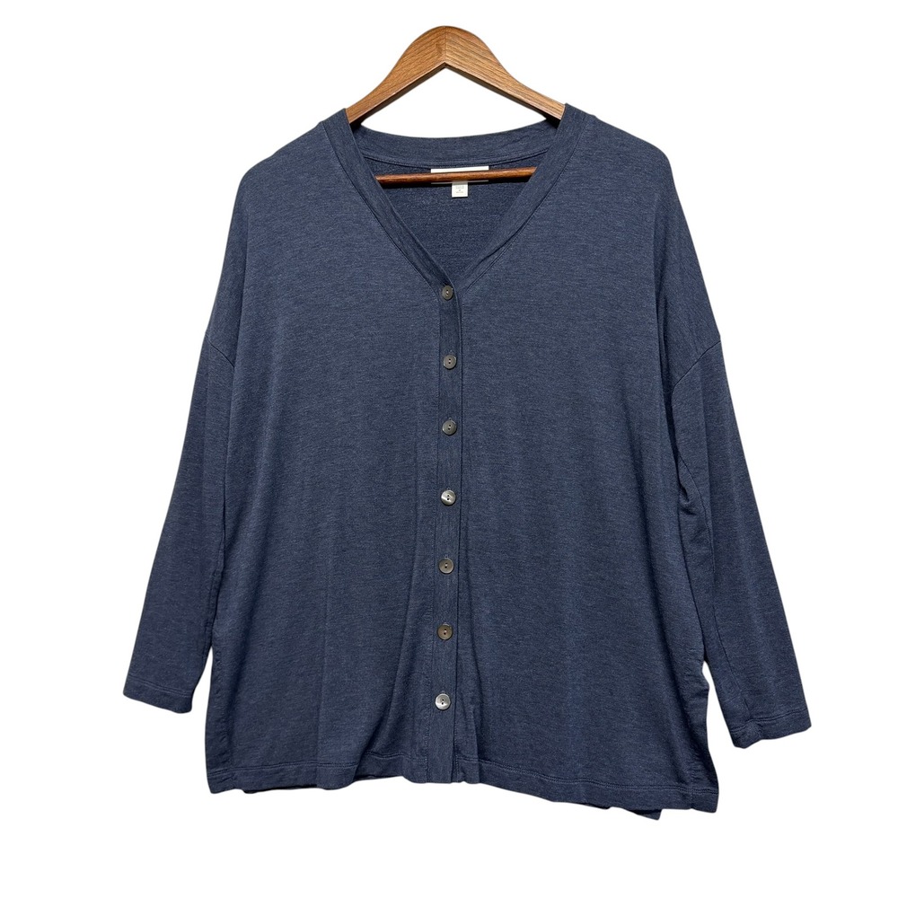 J Jill Cardigan Womens M P Tranquility Fleece Button Front Stretch Minimalist